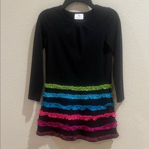 Hanna Andersson Colorful Ruffled Long Sleeve Dress, EUC, Size 120 6/7